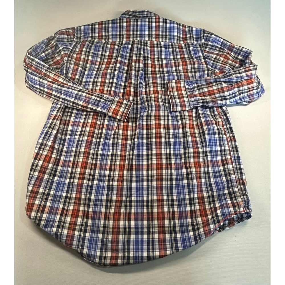 Panhandle Rough Stock Mens Large Plaid Button Down Shirt Blue Orange ROD8002 - Picture 2 of 5